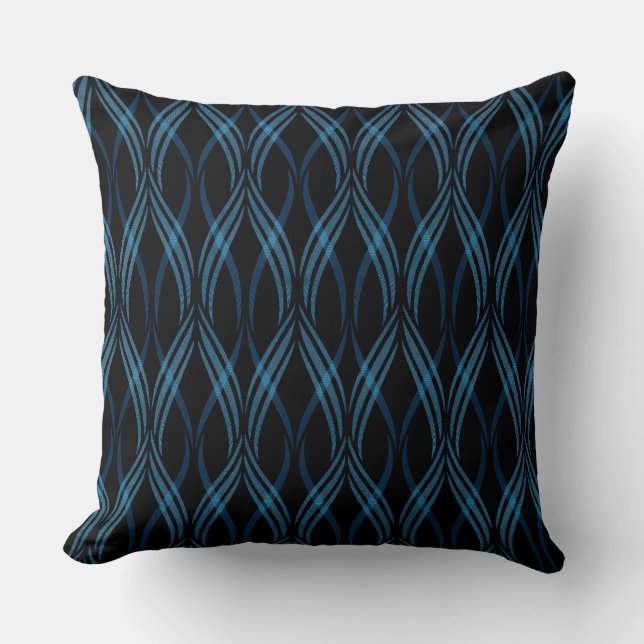 Coussin Rubans Bleus Bleu Océan Réversible Jeu d'oreiller (Recto)