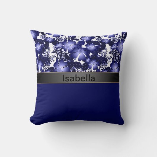 Coussin Rubans de satin gris et perles flore pour annivers (Recto)