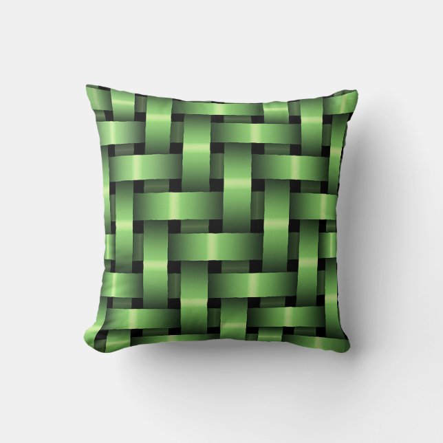 Coussin Rubans en satin vert tissé (Recto)