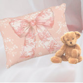 Coussin Rubans floraux toile pêche vintage