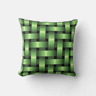Coussin Rubans verts tissés de satin