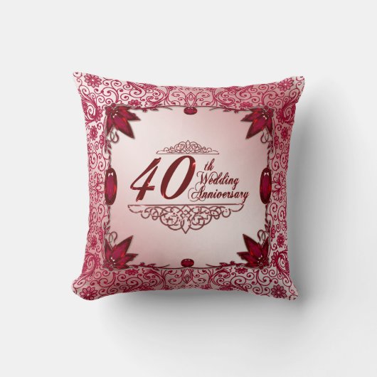 Coussin Ruby 40e Anniversaire du Mariage Pillow (Recto)