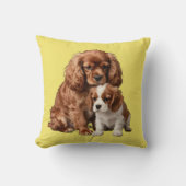 Coussin Ruby Cavalier Spaniel et son chiot Blenheim (Recto)