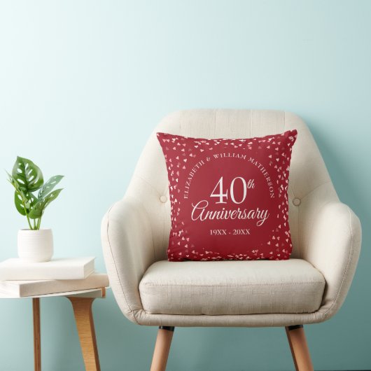 Coussin Ruby Confetti Photo Mariage du 40e anniversaire (Chaise)