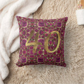 Coussin Ruby Gold Gemstone Motif Golden Number 40 (Couverture)