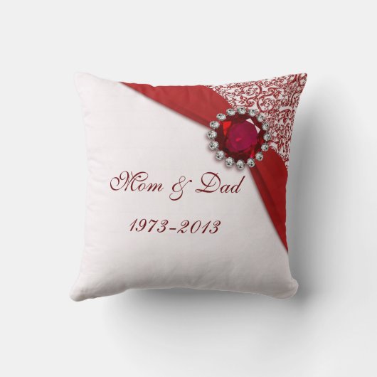 Coussin Ruby Mariage Anniversaire Jeu d'oreiller (Verso)
