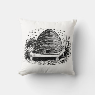 Coussin Ruche et Abeilles #1 Héraldique Vintage