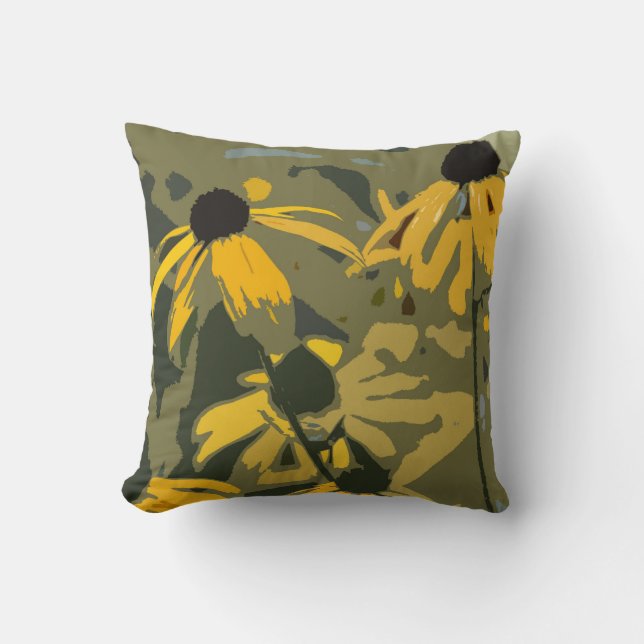 Coussin Rudbeckia Floral Abstract Design Jeu d'oreiller (Recto)