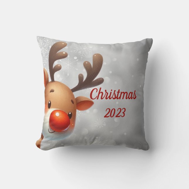 Coussin Rudolph le renne à nez rouge (Recto)