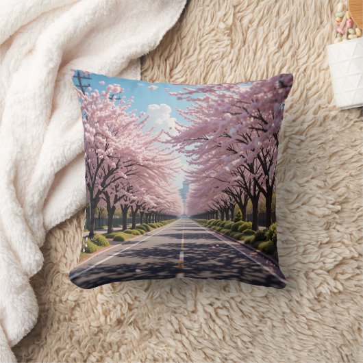 Coussin Rue de cerisier fleuri flottant i (Couverture)