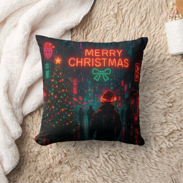 Coussin Rue de Noël cyberpunk géniale (Couverture)