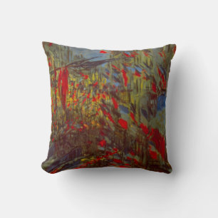 Coussin Rue Montorgueil avec drapeaux de Claude Monet