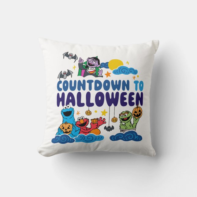 Coussin Rue Sésame | Compte à rebours pour Halloween (Recto)