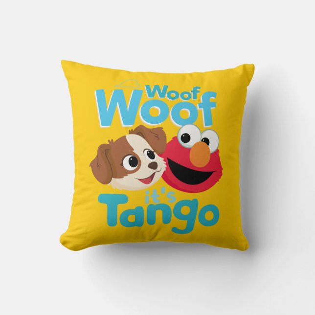 Coussin Rue Sésame | Woof Woof It's Tango & Elmo (Recto)