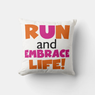 Coussin Run and Embrassez Life Orange Pink