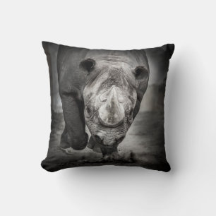 Coussin Running Rhinoceros : Wild Animal Portrait.