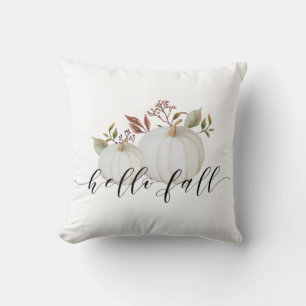 Coussin Russe Aquarelle Citrouilles blancs Bonjour Automne