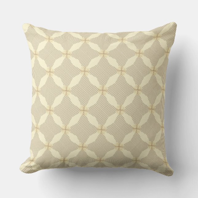 Coussin Russe Beige Diamant Motif géométrique (Recto)