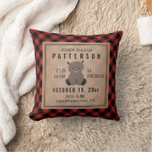 Coussin Russe Buffalo Plaid Bear Baby Boy Stats de naissan (Couverture)