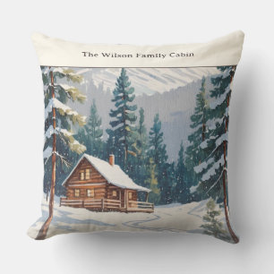Coussin Russe hiver Famille de neige Pays Cabine Noël