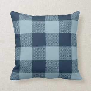 Coussin Russe Navy et Bleu clair Buffalo Check Plaid
