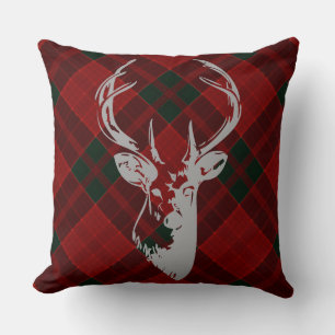 Coussin Russe Noël Tartan Motif Pays Tête de Cerf
