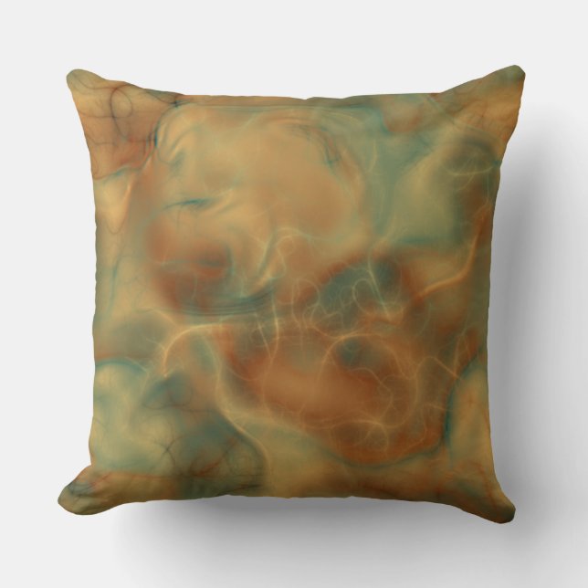Coussin Rust et marbre vert de mer abstrait (Recto)