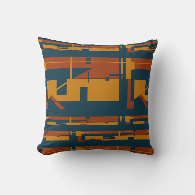 Coussin Rust Gold Bleu foncé Sud-Ouest Look Abstrait Desig (Recto)