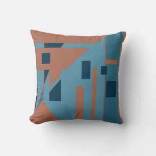 Coussin Rust Orange Bleu Tons Contemoratif Art Design