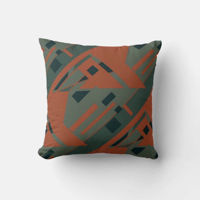 Coussin Rust Orange gris foncé Vert Ardoise Abstraite (Recto)
