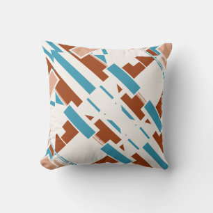Coussin Rust Turquoise Beige Blanc Diagonal Sud-Ouest Look