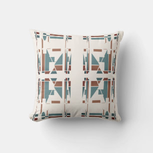 Coussin Rust Turquoise blanc cassé symétrique méditerranée