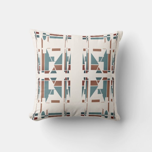 Coussin Rust Turquoise blanc cassé symétrique méditerranée (Recto)