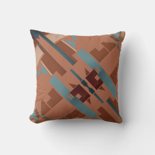 Coussin Rust Turquoise Terracotta Slated Tribal Southwest 