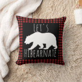 Coussin Rustic Buffalo Check Plaid Let's Hibranate Bear (Couverture)
