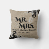 Coussin Rustic Burlap Regardez M. et Mme la Mariage (Verso)