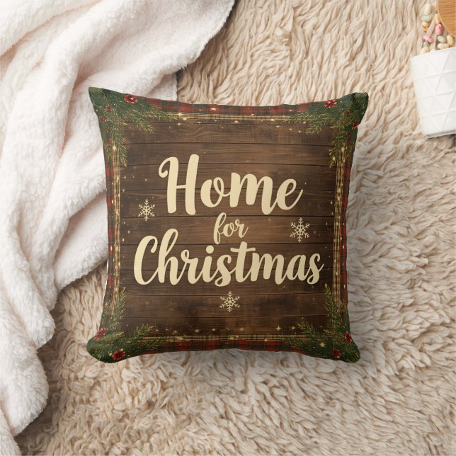 Coussin Rustic Cottage Christmas Throw Pillow | Cozy (Couverture)
