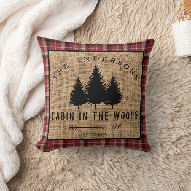 Coussin Rustic Country Family Nom Cabin dans les Woods (Couverture)