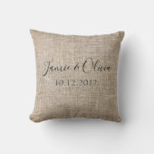 Coussin Rustic Couple noms date mariage (Recto)