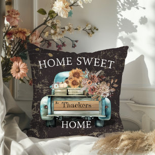 Coussin Rustic Home Sweet Home Camion Vintage Automne Fleu
