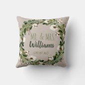 Coussin Rustic Linen Wreath Mr & Mrs Mariage Keepsaké (Verso)