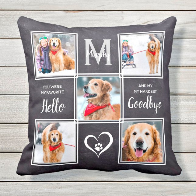 Coussin Rustic Pet Dog Memorial Keepsaké Photo Collage (Créateur téléchargé)