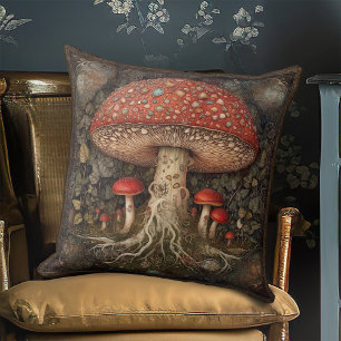 Coussin Rustic Red Mushroom Botanical Cottagecore Festival