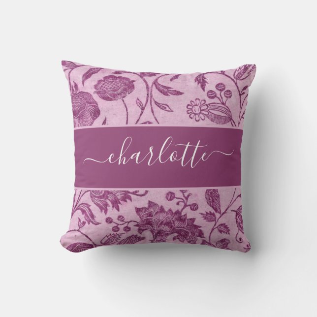 Coussin Rustic Vintage Gibier Purple Floral (Recto)