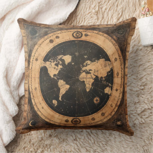 Coussin Rustic Vintage World Map Globe (4)