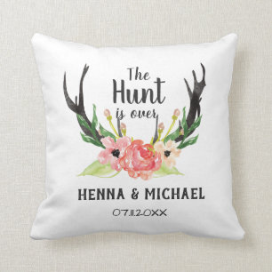Coussin Rustique aquarelle Floral Boho Hunt est au-dessus 