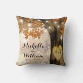 Coussin Rustique arbre d'automne Monogramme Couple nouvell (Recto)