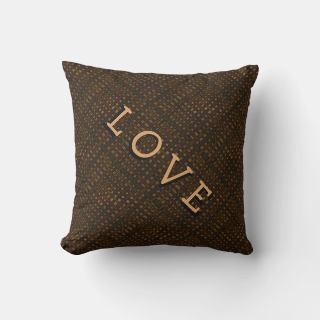 Coussin Rustique Brûlap foncé Golden Glow Love (Recto)