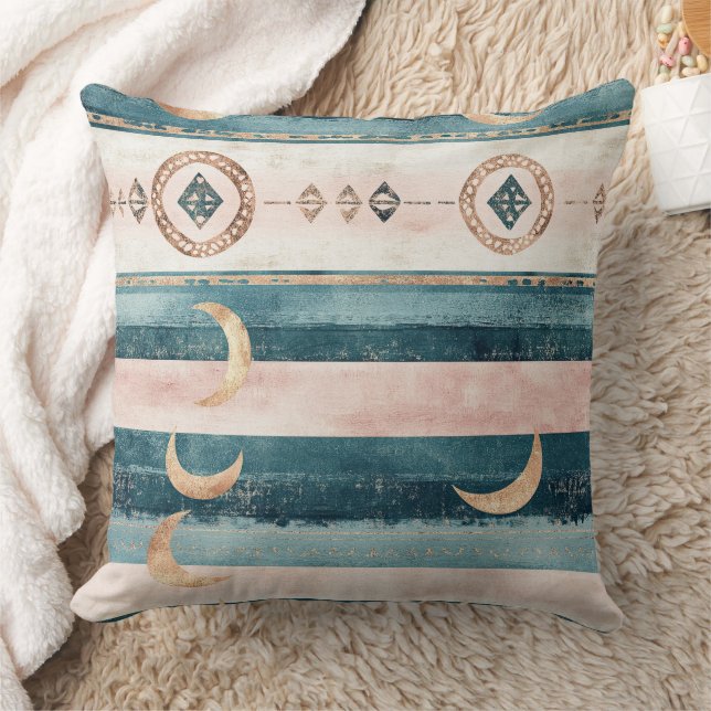 Coussin Rustique Céleste Rayure Lune Soleil Terreuse (10) (Couverture)