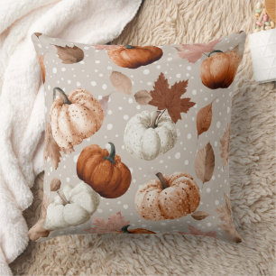 Coussin Rustique Citrouilles d'automne et feuilles d'autom